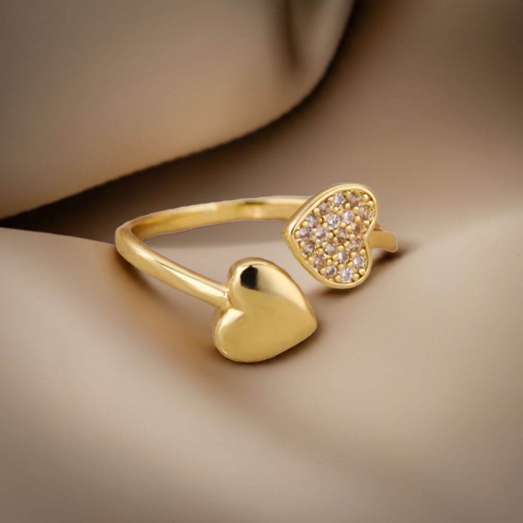 Anillo de Acero Inoxidable con Corazón de Circón
