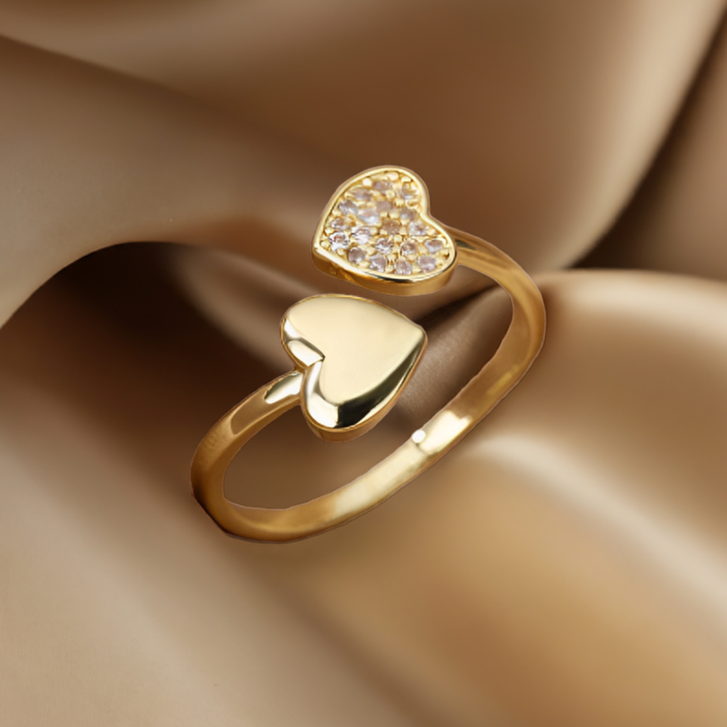Anillo de Acero Inoxidable con Corazón de Circón