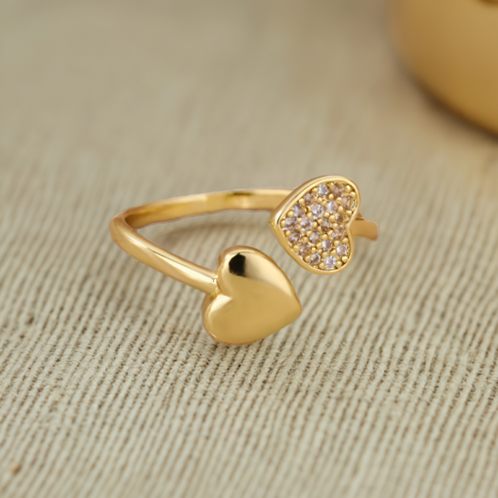 Anillo de Acero Inoxidable con Corazón de Circón