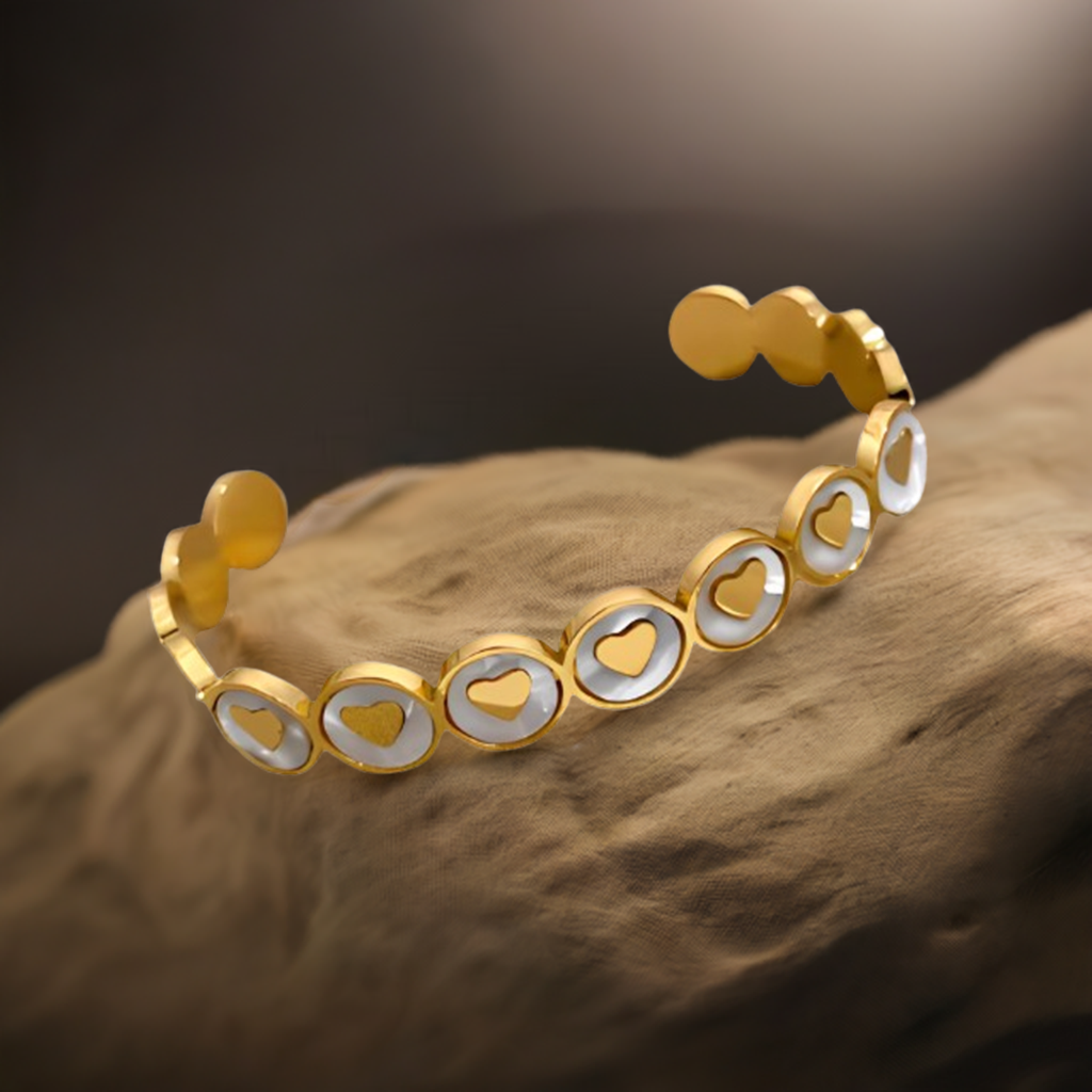 Brazalete de Acero Inoxidable Chapado en Oro de 18k