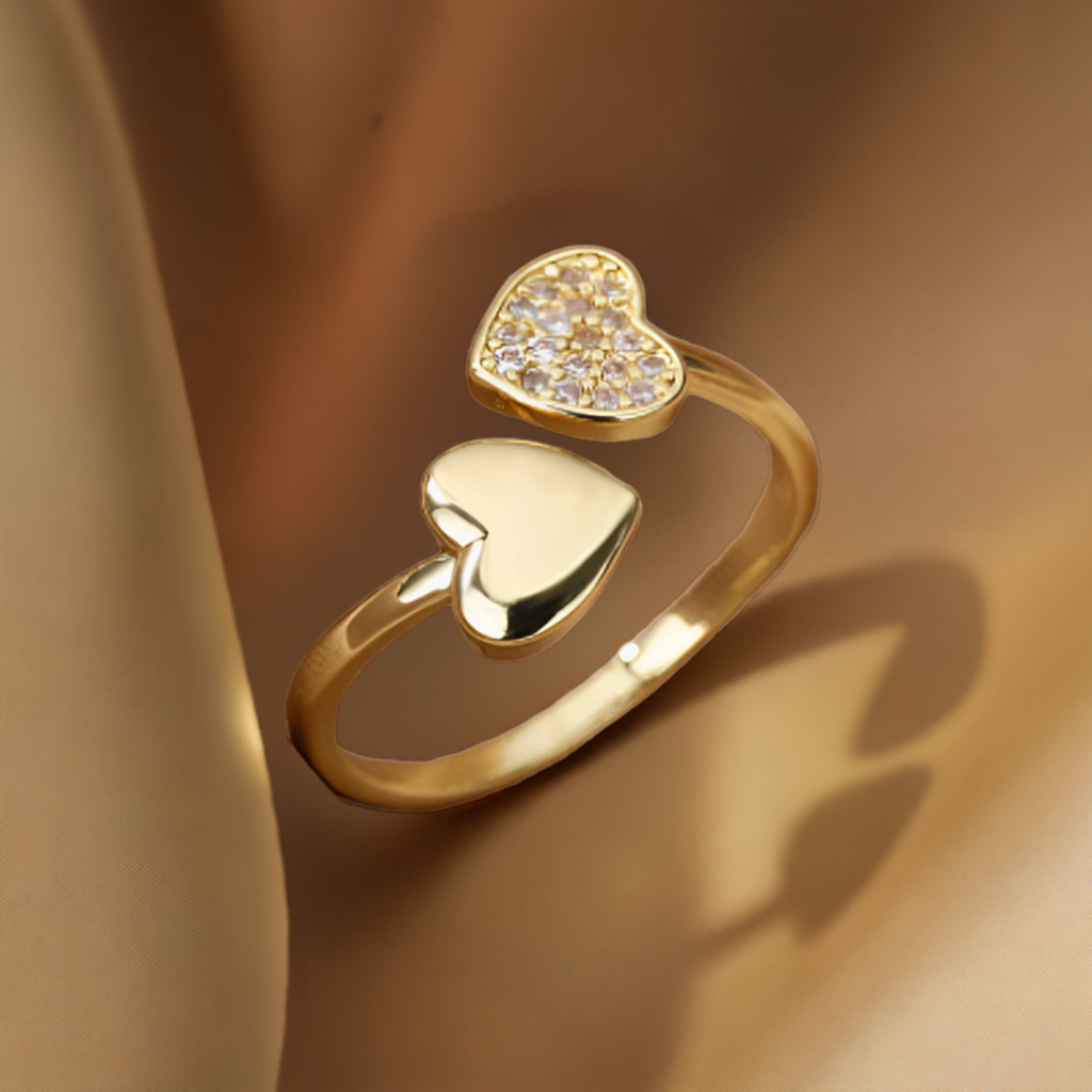 Anillo de Acero Inoxidable con Corazón de Circón