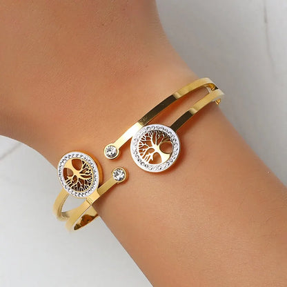 Brazalete Excellence del Árbol de la Vida - Oro 18k y Cristales de Austria